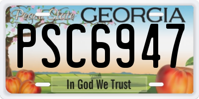 GA license plate PSC6947
