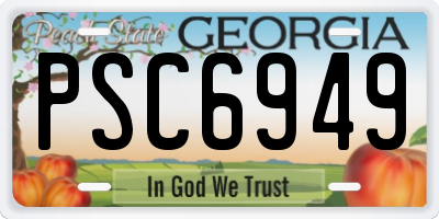 GA license plate PSC6949