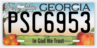 GA license plate PSC6953
