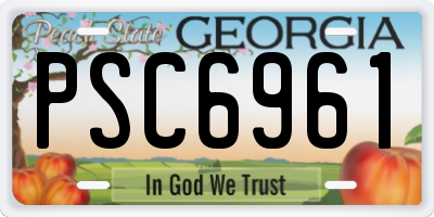 GA license plate PSC6961