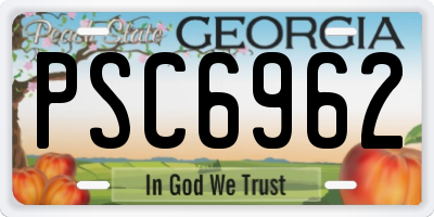 GA license plate PSC6962
