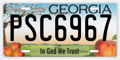 GA license plate PSC6967