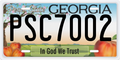 GA license plate PSC7002