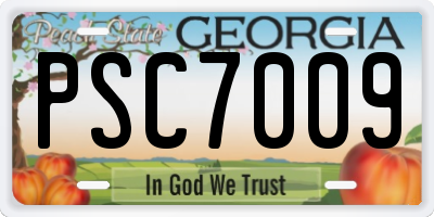 GA license plate PSC7009