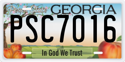 GA license plate PSC7016