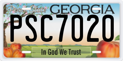 GA license plate PSC7020