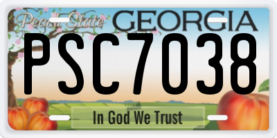 GA license plate PSC7038