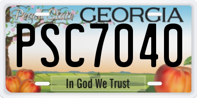 GA license plate PSC7040