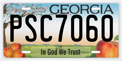 GA license plate PSC7060