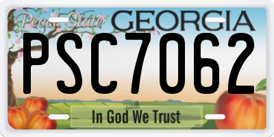 GA license plate PSC7062