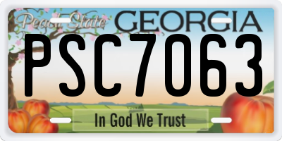 GA license plate PSC7063