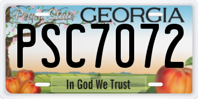 GA license plate PSC7072
