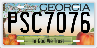GA license plate PSC7076