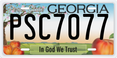 GA license plate PSC7077