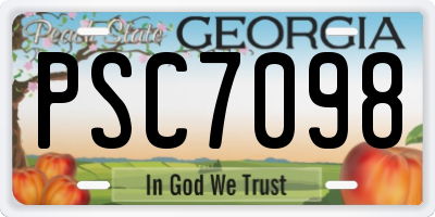 GA license plate PSC7098
