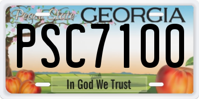 GA license plate PSC7100