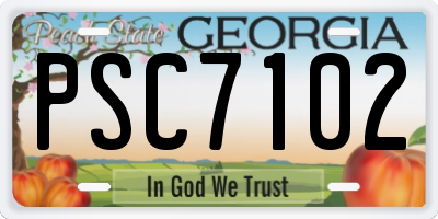 GA license plate PSC7102
