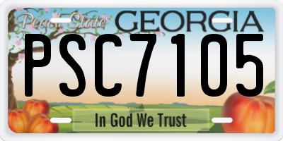 GA license plate PSC7105