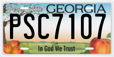 GA license plate PSC7107