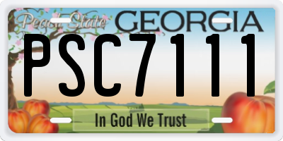 GA license plate PSC7111