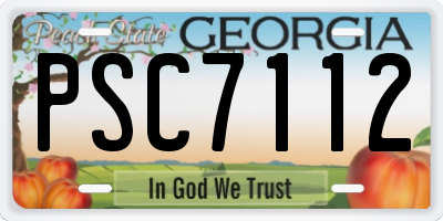 GA license plate PSC7112