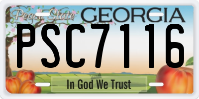 GA license plate PSC7116