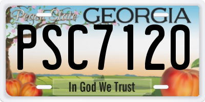 GA license plate PSC7120