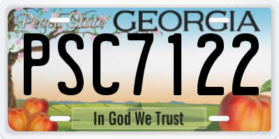 GA license plate PSC7122
