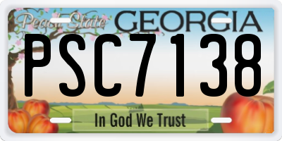 GA license plate PSC7138