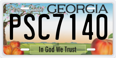 GA license plate PSC7140