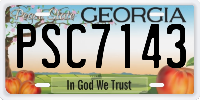 GA license plate PSC7143
