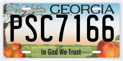 GA license plate PSC7166