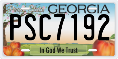 GA license plate PSC7192