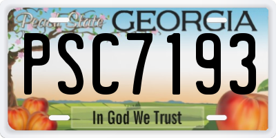 GA license plate PSC7193
