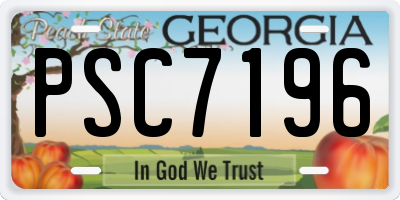 GA license plate PSC7196