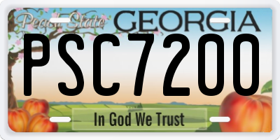 GA license plate PSC7200