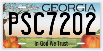 GA license plate PSC7202