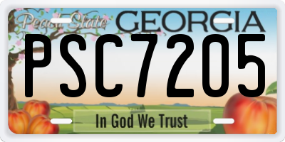 GA license plate PSC7205