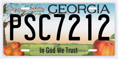 GA license plate PSC7212