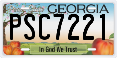 GA license plate PSC7221