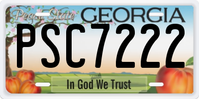 GA license plate PSC7222