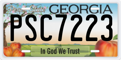 GA license plate PSC7223