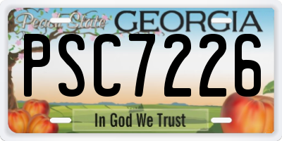GA license plate PSC7226