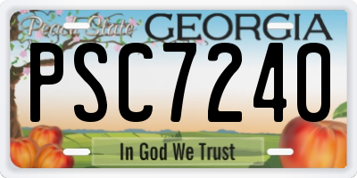 GA license plate PSC7240