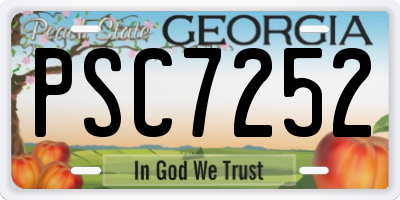 GA license plate PSC7252