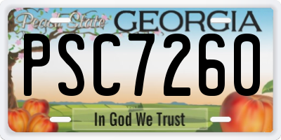 GA license plate PSC7260