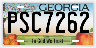 GA license plate PSC7262