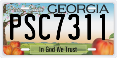 GA license plate PSC7311