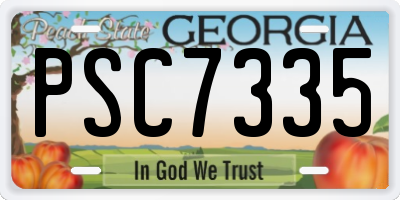 GA license plate PSC7335