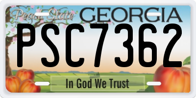 GA license plate PSC7362